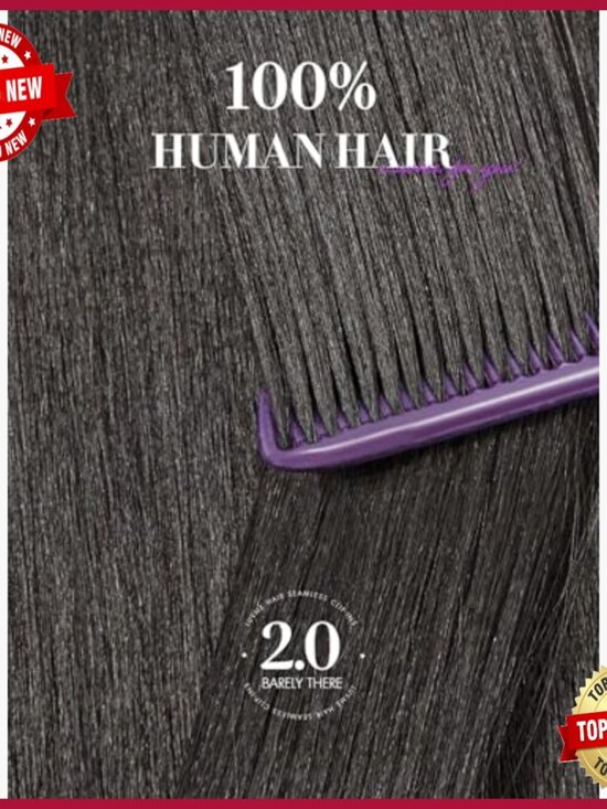 16 Inch Human Hair Clip In Extensions, 110g 6Pcs, Yaki Straight, Invisible Weft